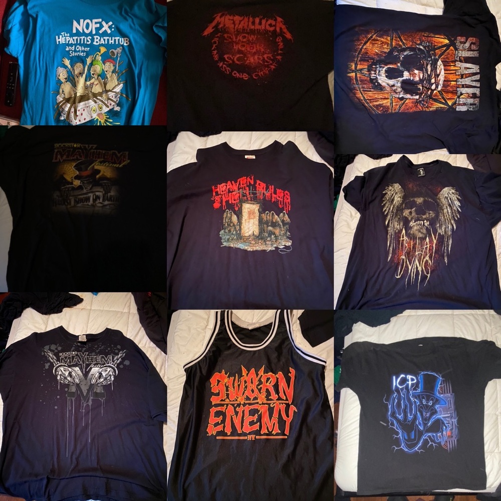 miscillanius band/tour shirts message for size and price